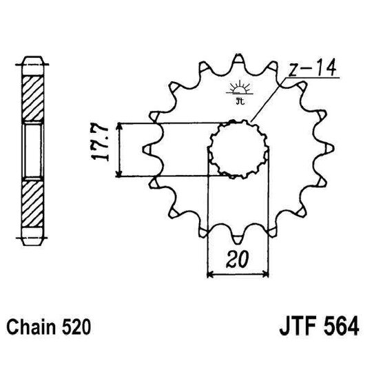 Reťazové koliečko JT JTF 564-13 13T, 520